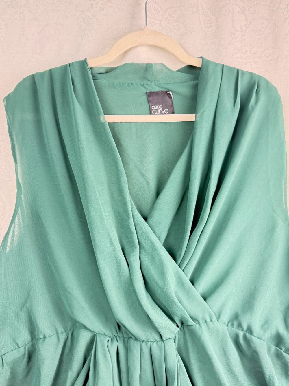 ASOS Curve Teal Draped Wrap Front Sleeveless Mini Dress Plus Size 20